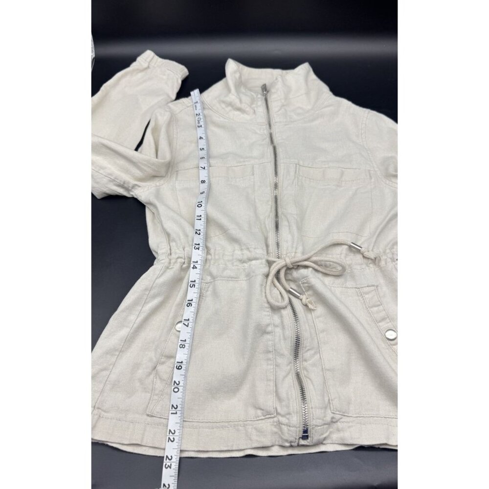 Old Navy Cream Linen Blend Womens Long Sleeve Utility Jacket XS Minimalist - Picture 11 of 11